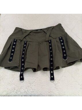 Social Collision Womens Military Green Goth Skater Skirt L